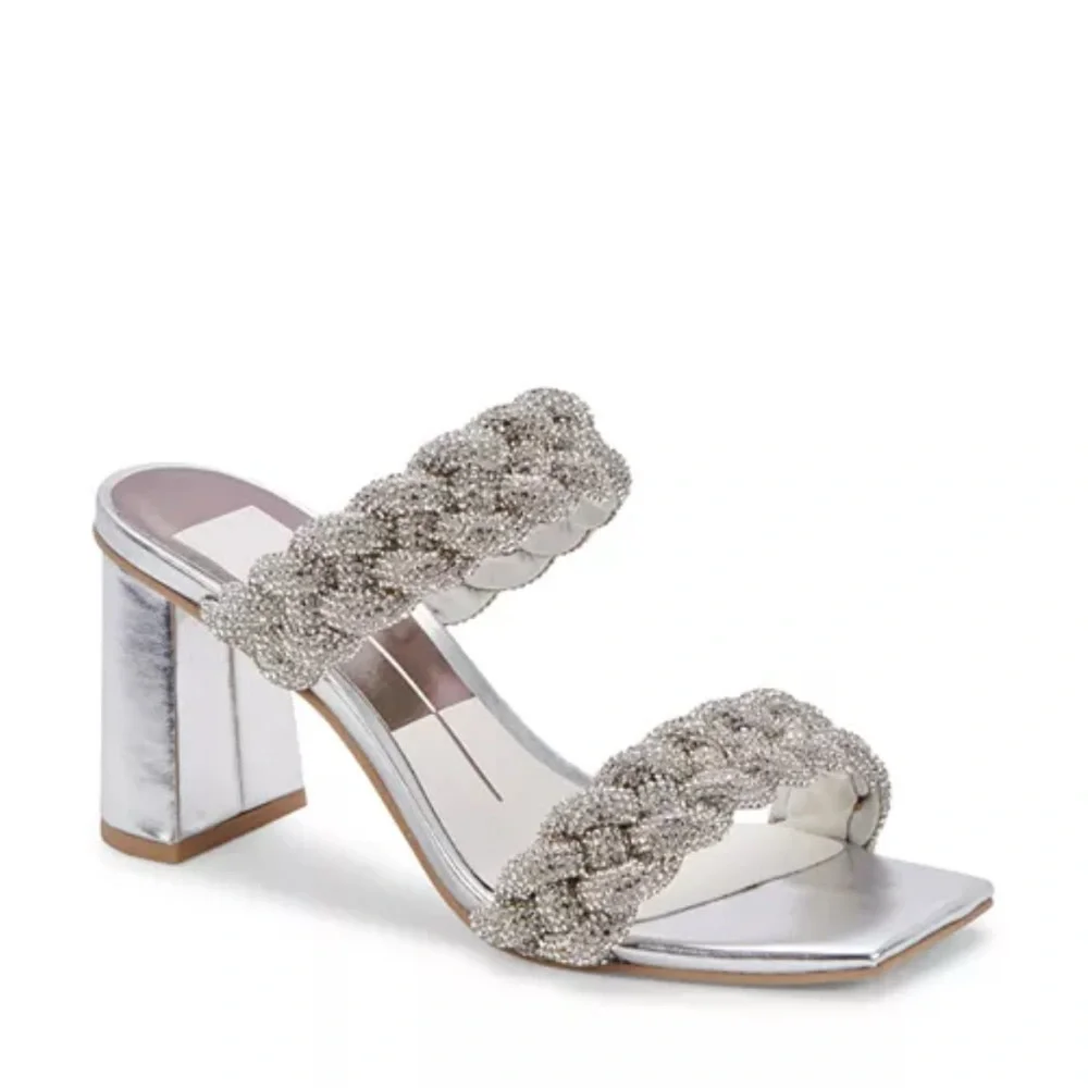 Dolce Vita Paily Embellished High Heel Sandals in Crystal, Size 11, NEW in Box